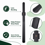 Magnetic Wooden Long-Handle Shoehorn with Wall Holder