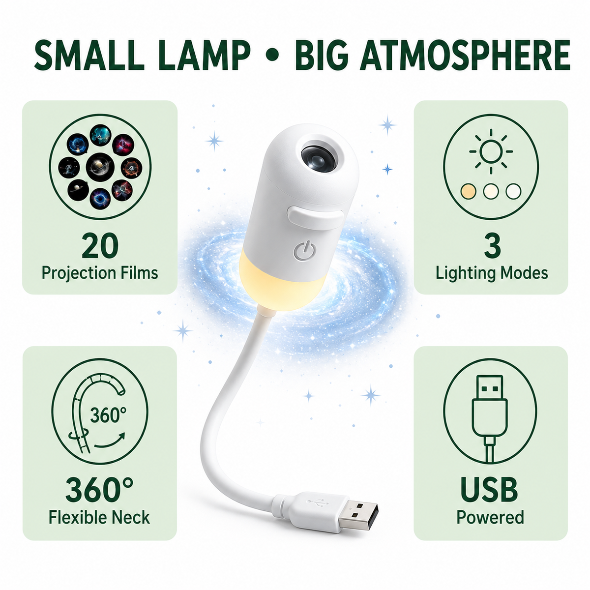 20-in-1 Flexible USB Galaxy Projector & Night Light